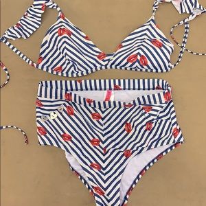 Betsy Johnson high waisted ruffle shoulder